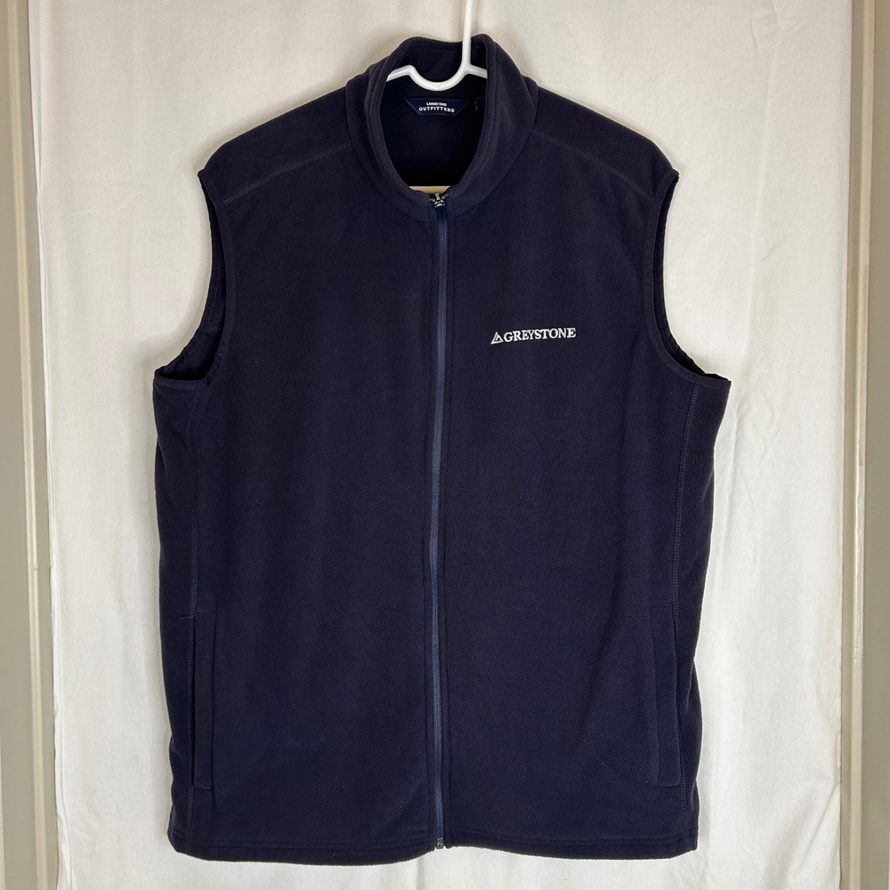 Lands' End Outfitters Greystone Fleece Vest Mens Size L‎ Full Zip Sleeveless